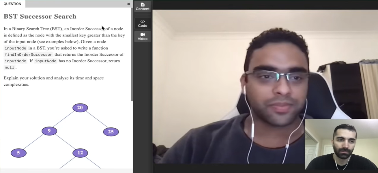 What the interviewer sees during screen share — a clean meeting with no overlay visible